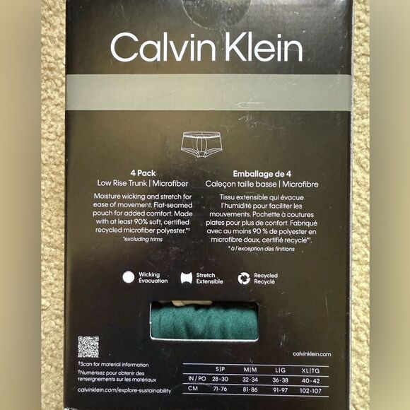 Calvin Klein Men Microfiber Low Rise Trunk-4 pack Black, Gray, Tan, Green size M - Picture 3 of 4